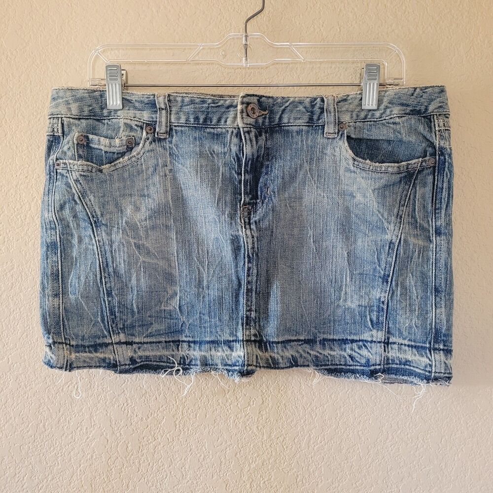 Tommy Jeans Y2K Micro Mini Denim Skirt Size 13 Junior Acid Wash 80's 90s Vintage